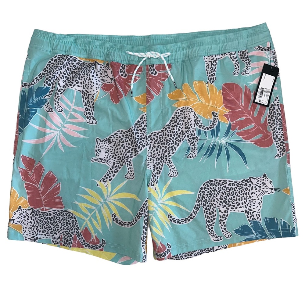 Tropical Leopard Swim Trunks sz 2XL Men’s Beach Vacation